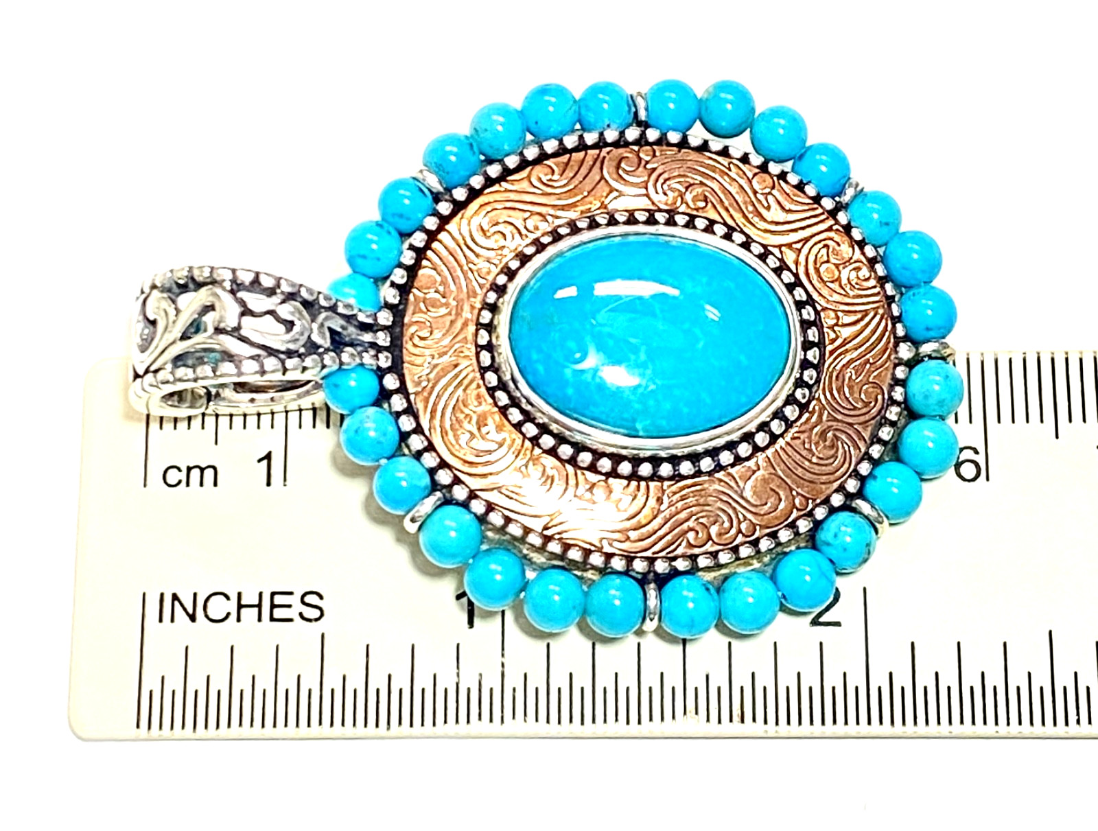 Vintage Sterling, Copper & Turquoise Carolyn Pollack “American West” Pendant