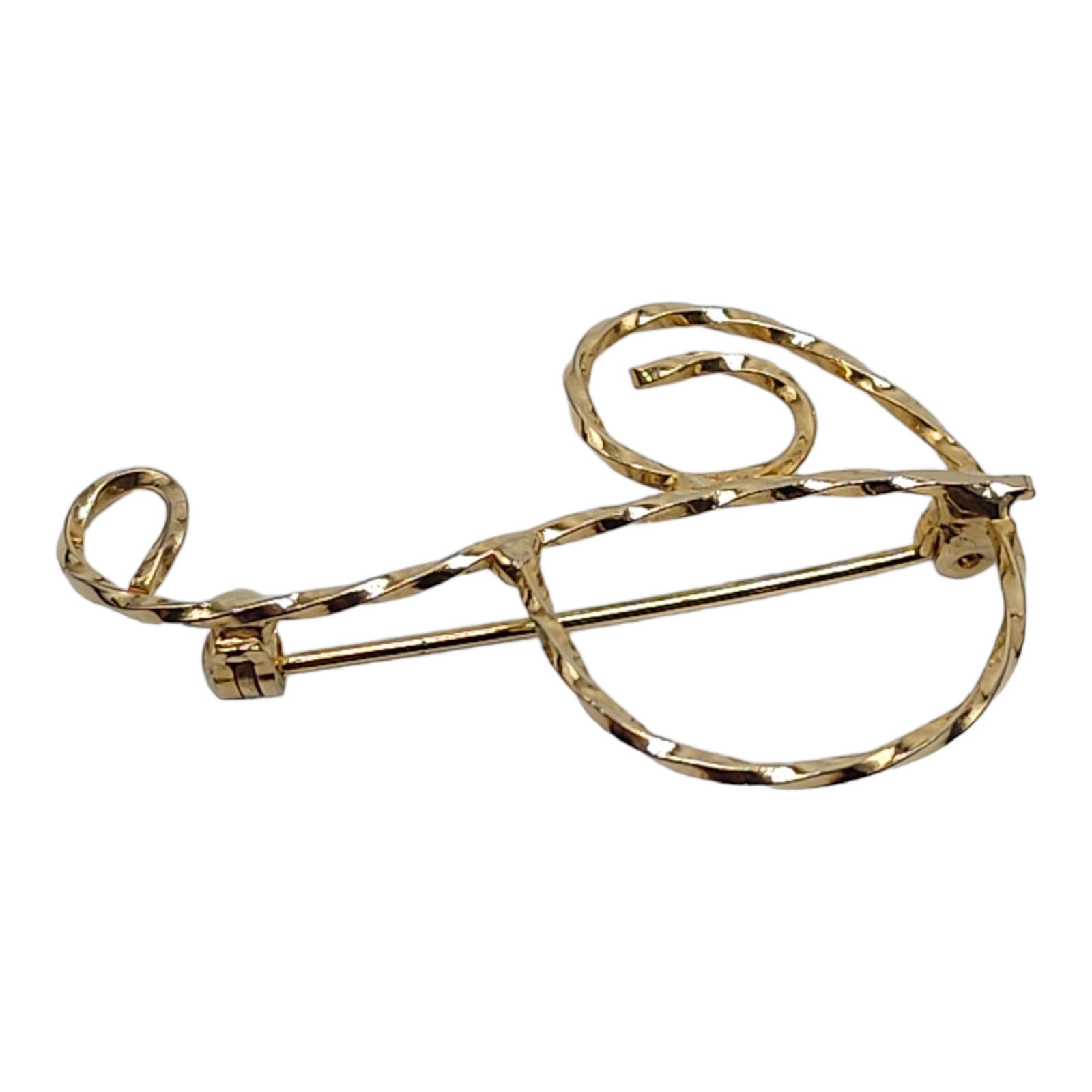 Initial Letter P Fashion Twisted Brooch Pin Gold Tone Vintage