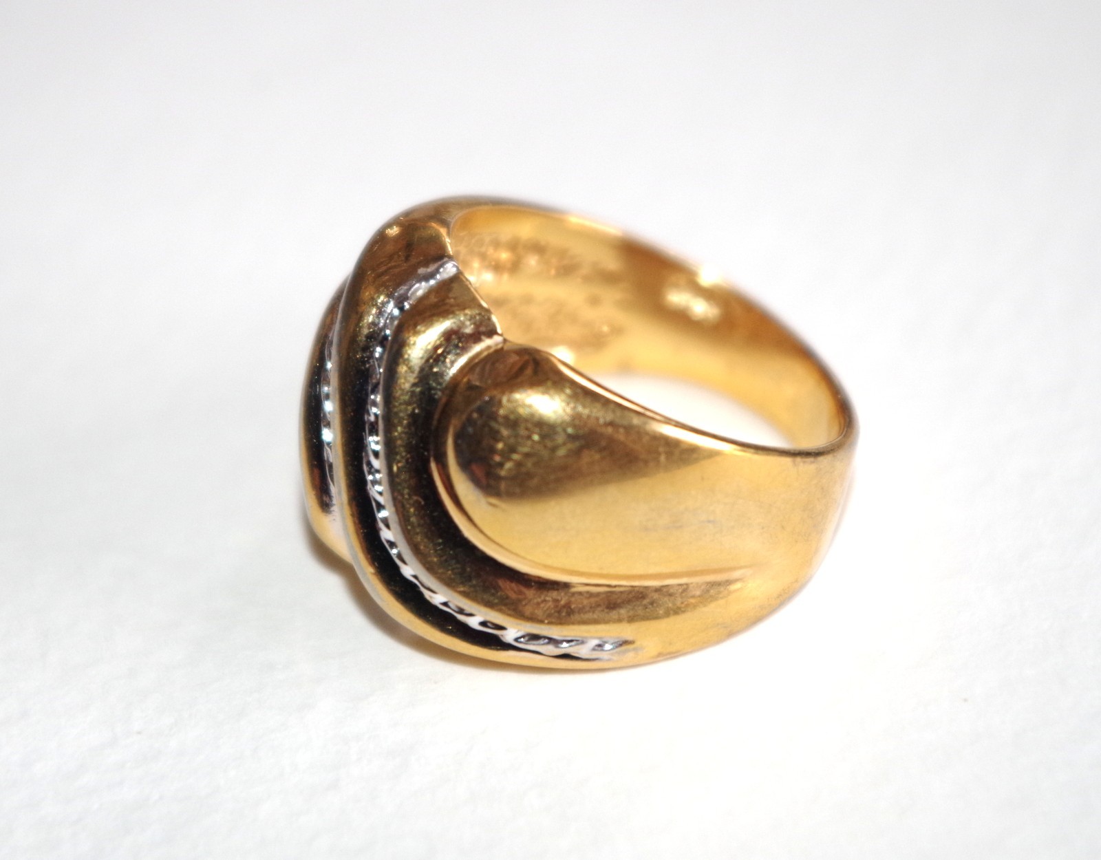 Vintage Stunning 14K Gold Sterling Dome Corrugated Ring: Size 81/2, CA Co.