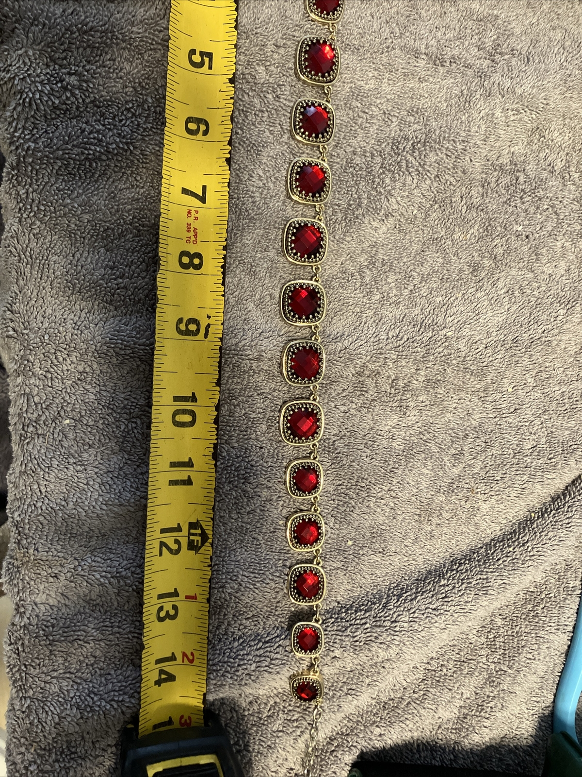 Vintage Napier Necklace Faux Red Ruby And Mirrors 15-17” Adjustable