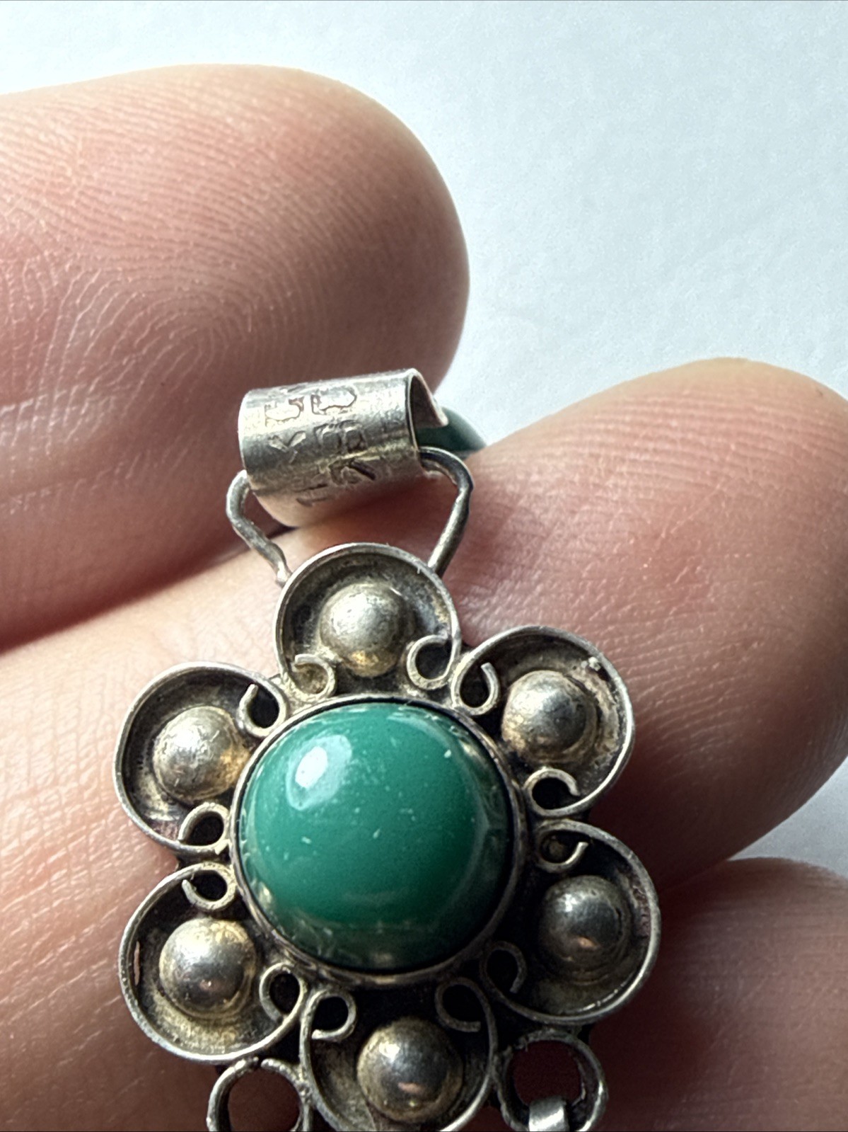bracelet Taxco Mexico 980 Silver Better Than 925 Sterling Green Onyx Vintage 7.5
