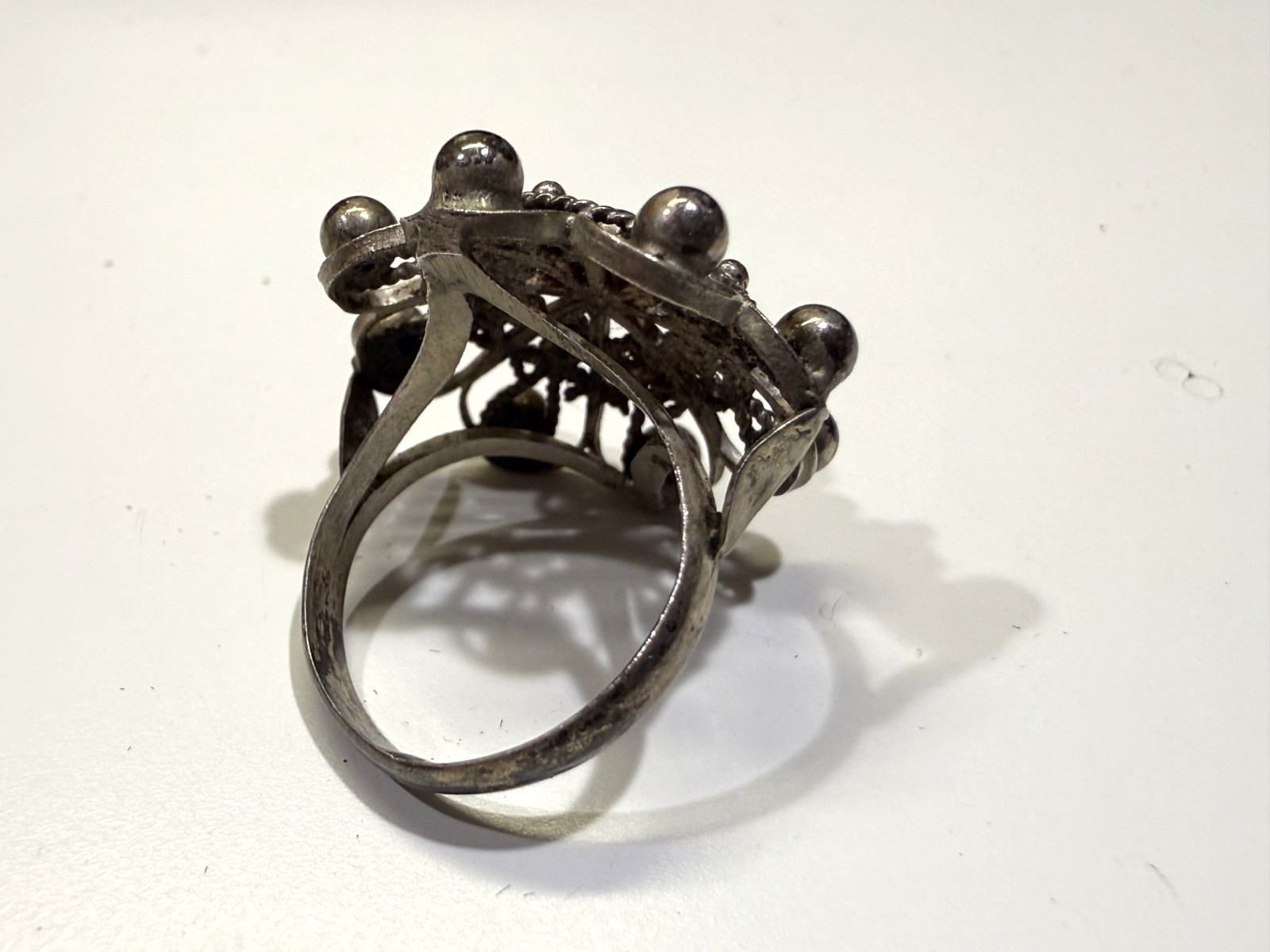 Vintage Tested Sterling Silver Domed Ornate Cannetille Filigree Ring Size 5.75