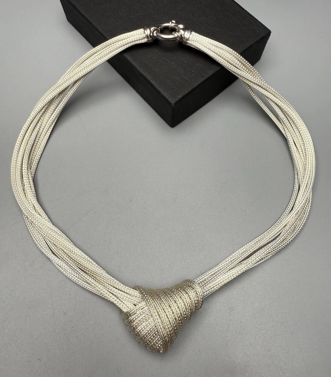 925 Sterling Silver Necklace Woven Knot Eight Strand Wheat Chain 16” 50g Choker