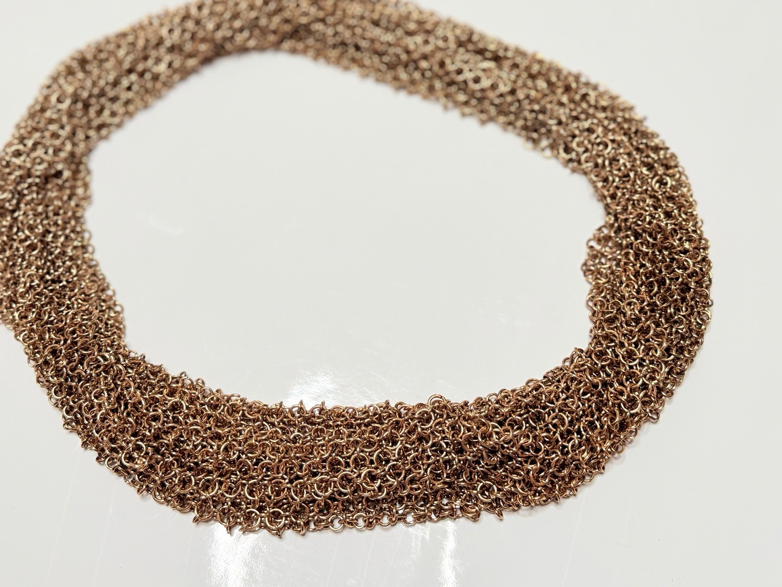 MESH CHAIN SCARF NECKLACE Heavy Metal Gold Tone Glam Chainmail Mesh Jewellery