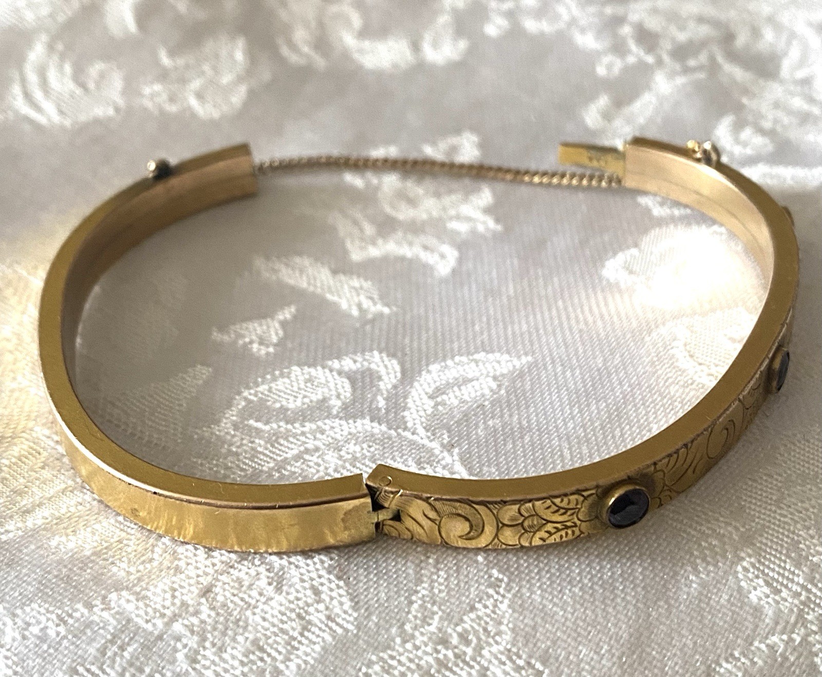 Antique Victorian 10k And Gold Plated Amethyst Color Stones Bracelet