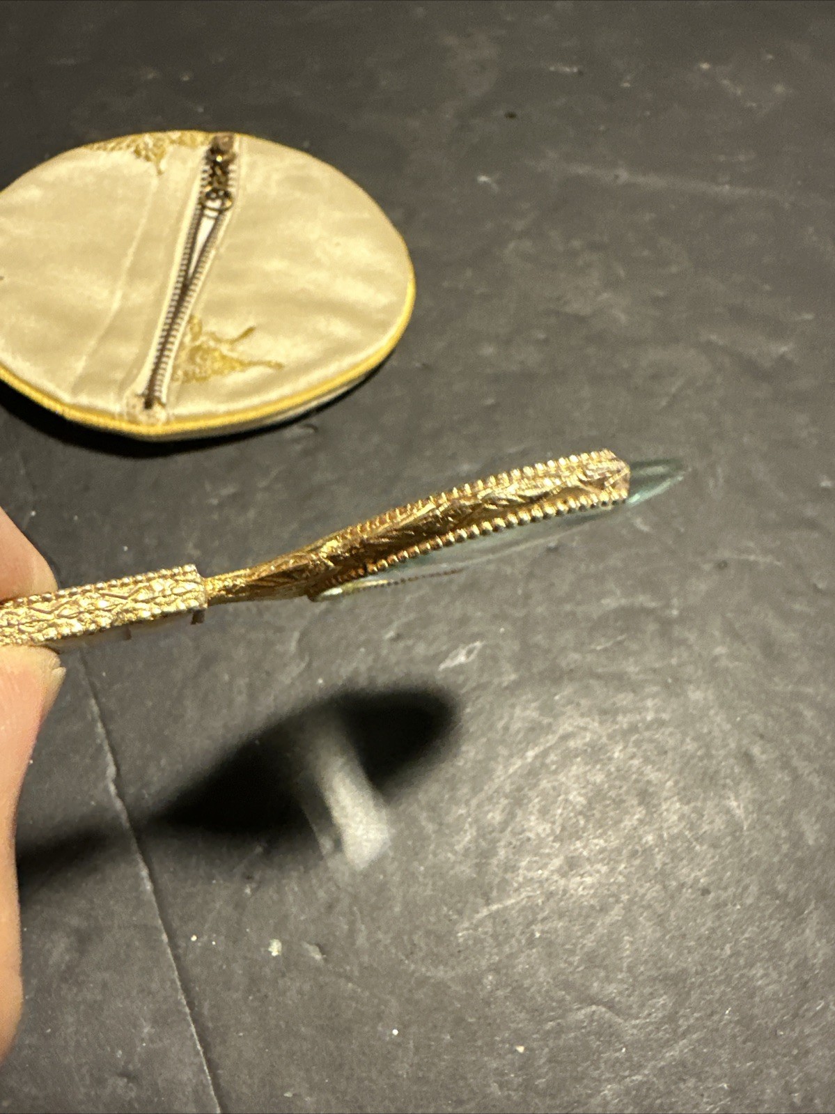 Art Deco Ornate Gold Mother of Pearl Magnifying Glass Circa 1920’s Measures 4#M4