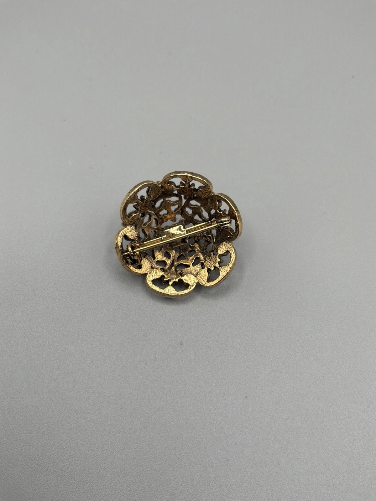 Vintage Signed TACOA Flower Pin Brooch Faux Pearl