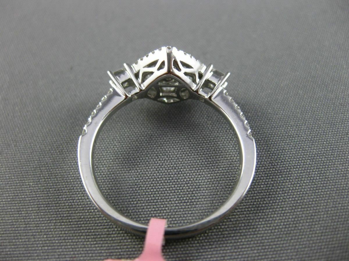 ESTATE .93CT DIAMOND 18KT WHITE GOLD 3D FLOWER SQUARE PROMISE RING F/G VVS/VS