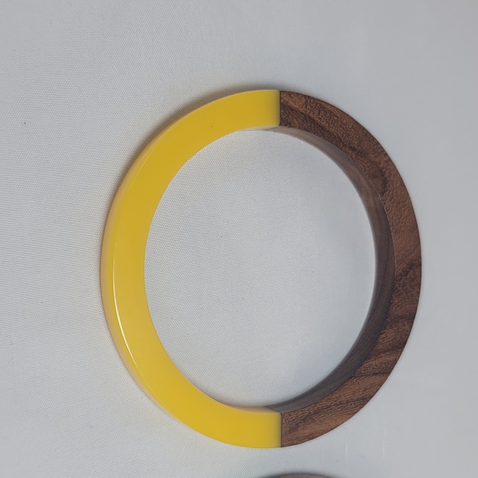 A Yellow and Green Lucite Resin & Wood Bangle Bracelet Set Modern Boho Jewelry