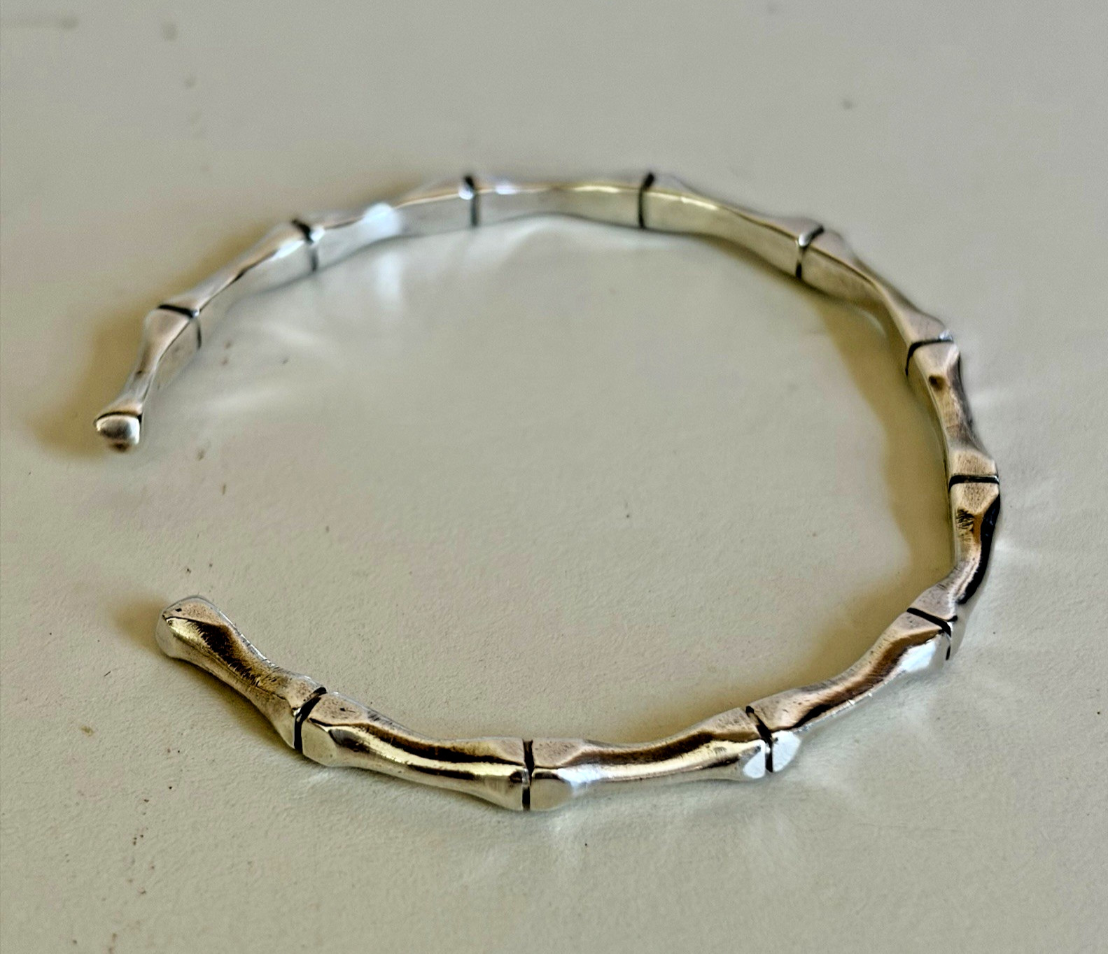 VINTAGE STERLING SILVER BAMBOO STYLE BRACELET