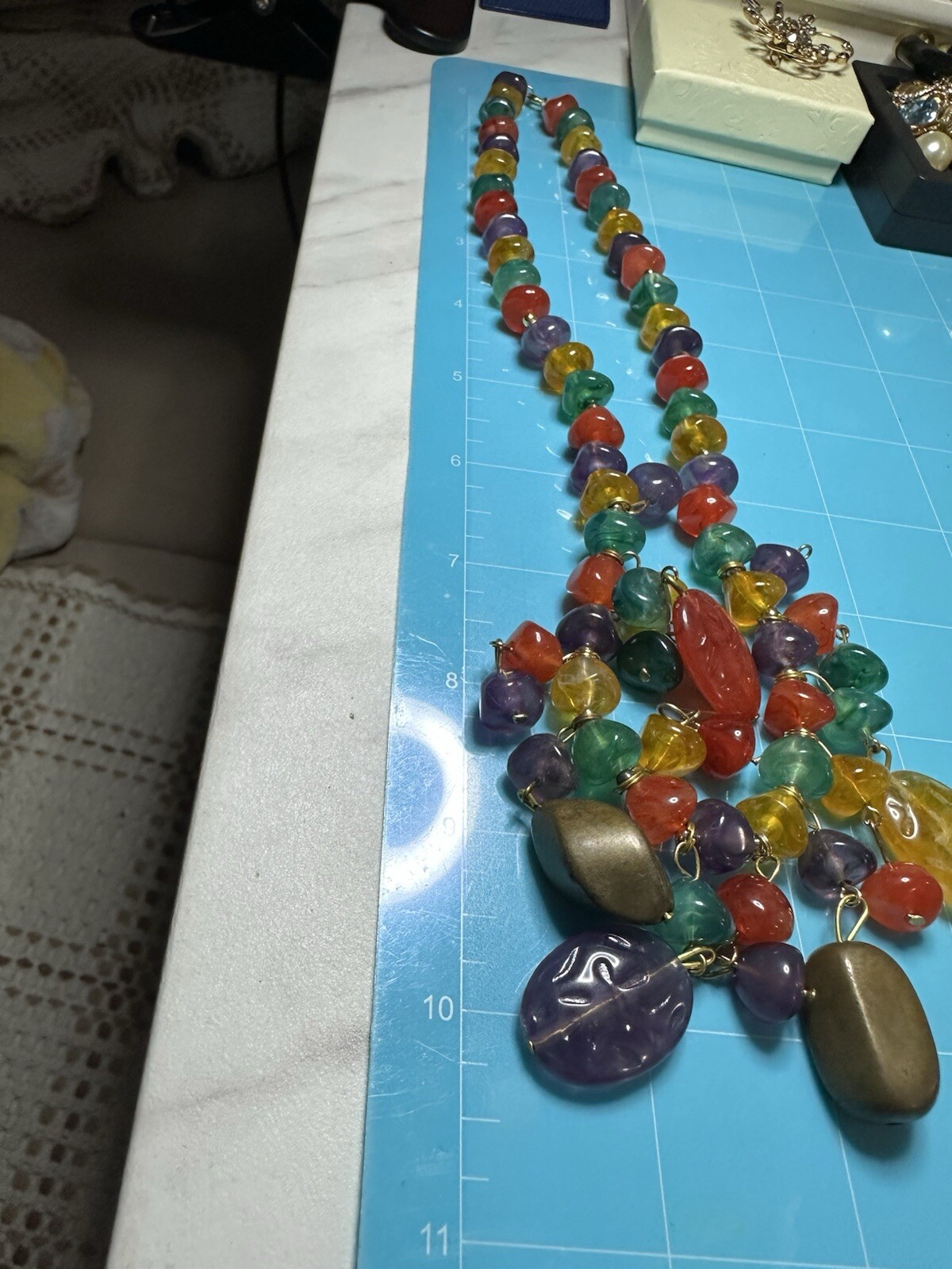 VTG Fruit Salad Style Multi-Color Candy Beaded Necklace – 20” Rainbow Beads