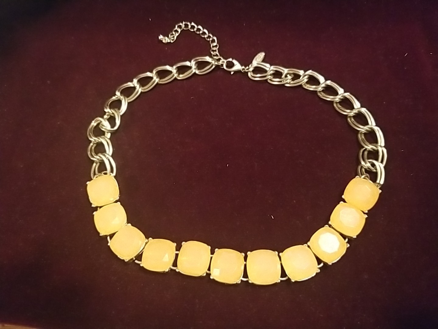 16″w/3″ Extender Goldtone W/peach Color Stones Marked Natasha