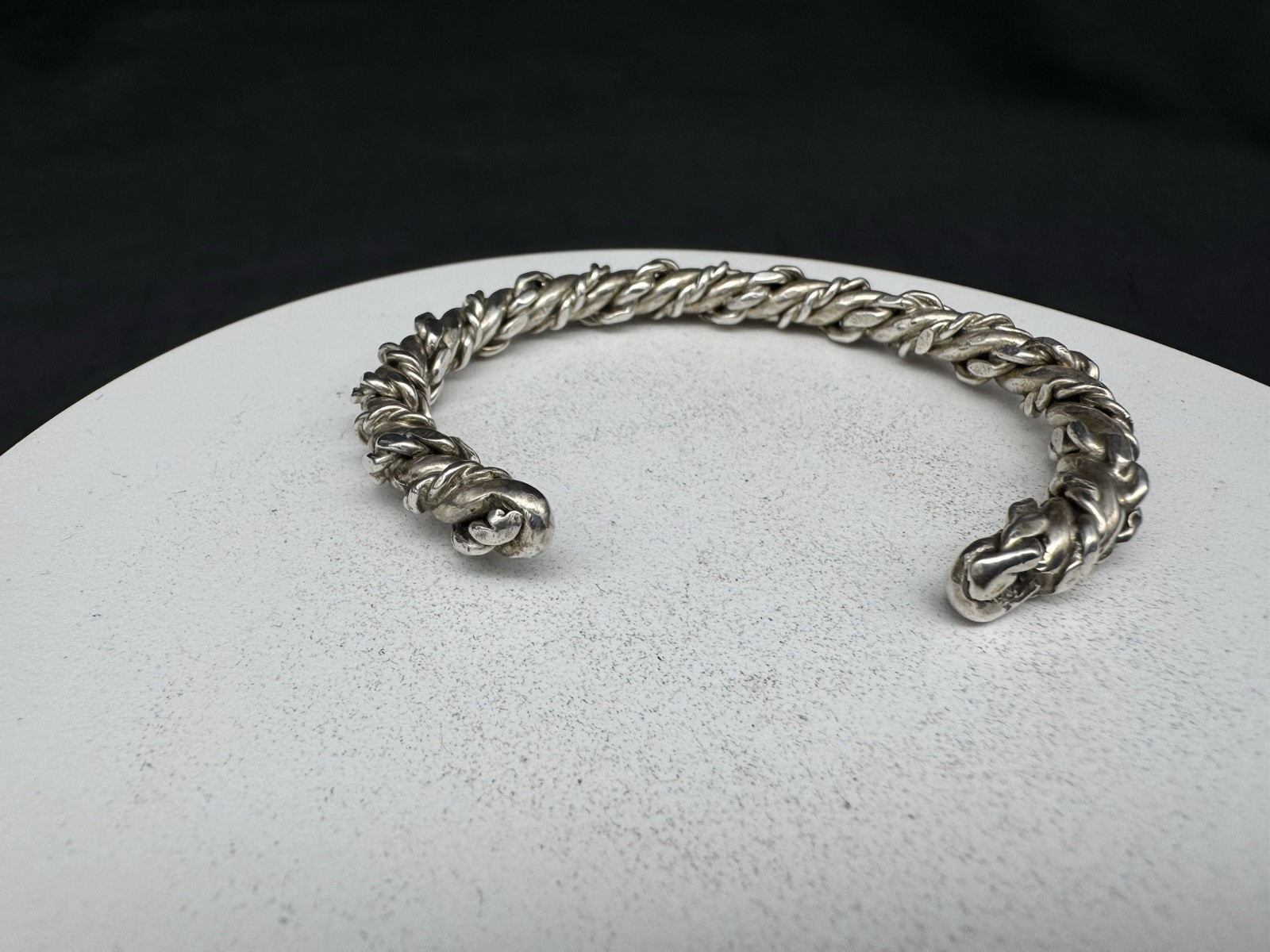 VINTAGE STERLING SILVER TWIST WIRE CUFF BRACELET, 30 grams