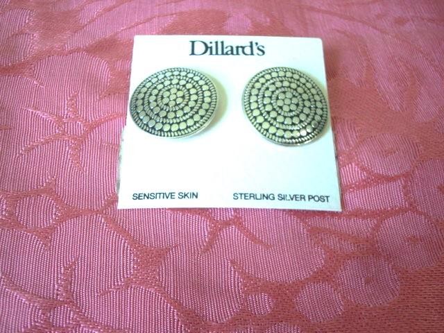 Silver Tone With Black Pierced Earrings Dillard’s Card KJ