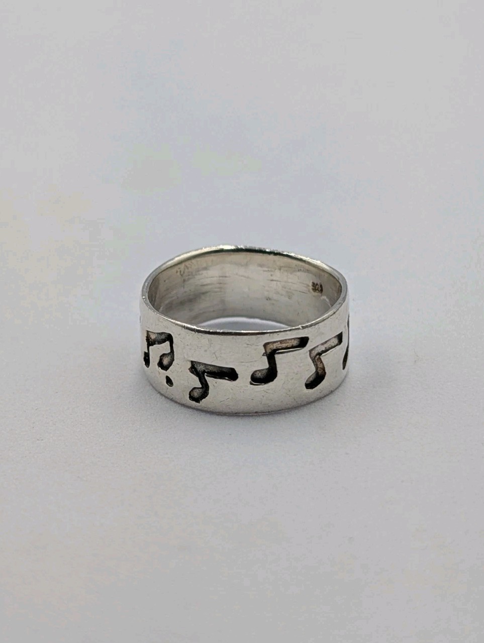 Vtg Sterling Silver Cut Out Musical Notes Musician Unisex Band 925 Ring – Sz 7.5