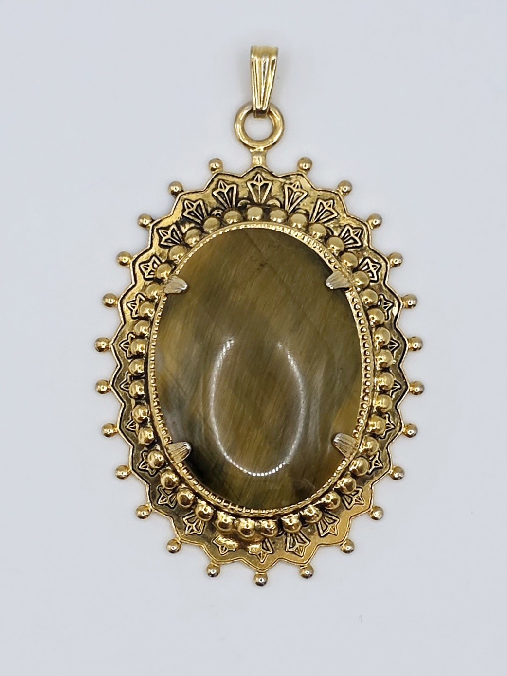 Vtg Mid Century Costume Jewelry Pendant Lot 3 Celebrity NY Tiger Eye Jade