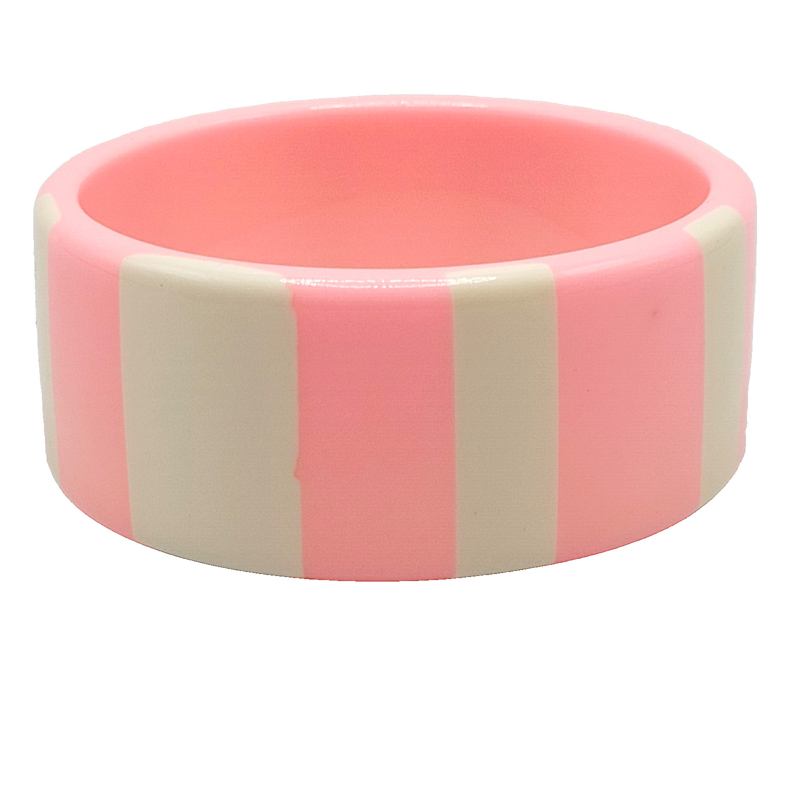 Bright Bubble Gum Cotton Candy Cream Stripe Chunky Acrylic Vtg Bangle Bracelet