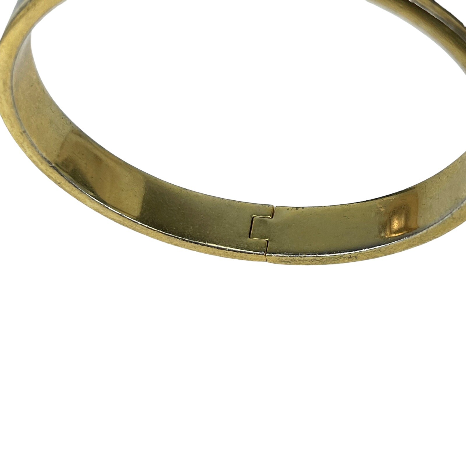 Vintage HENRI BENDEL Black & Gold Hinged Bangle Bracelet
