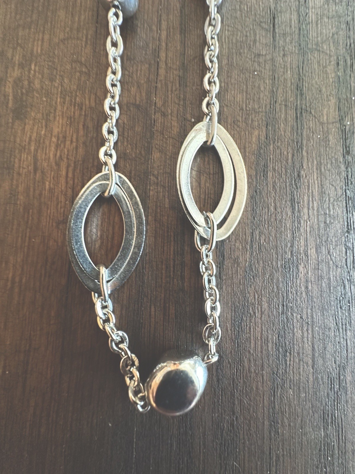 Vintage Shiny Silver Tone 35 “ end to end Necklace with Lobster Claw Clasp.