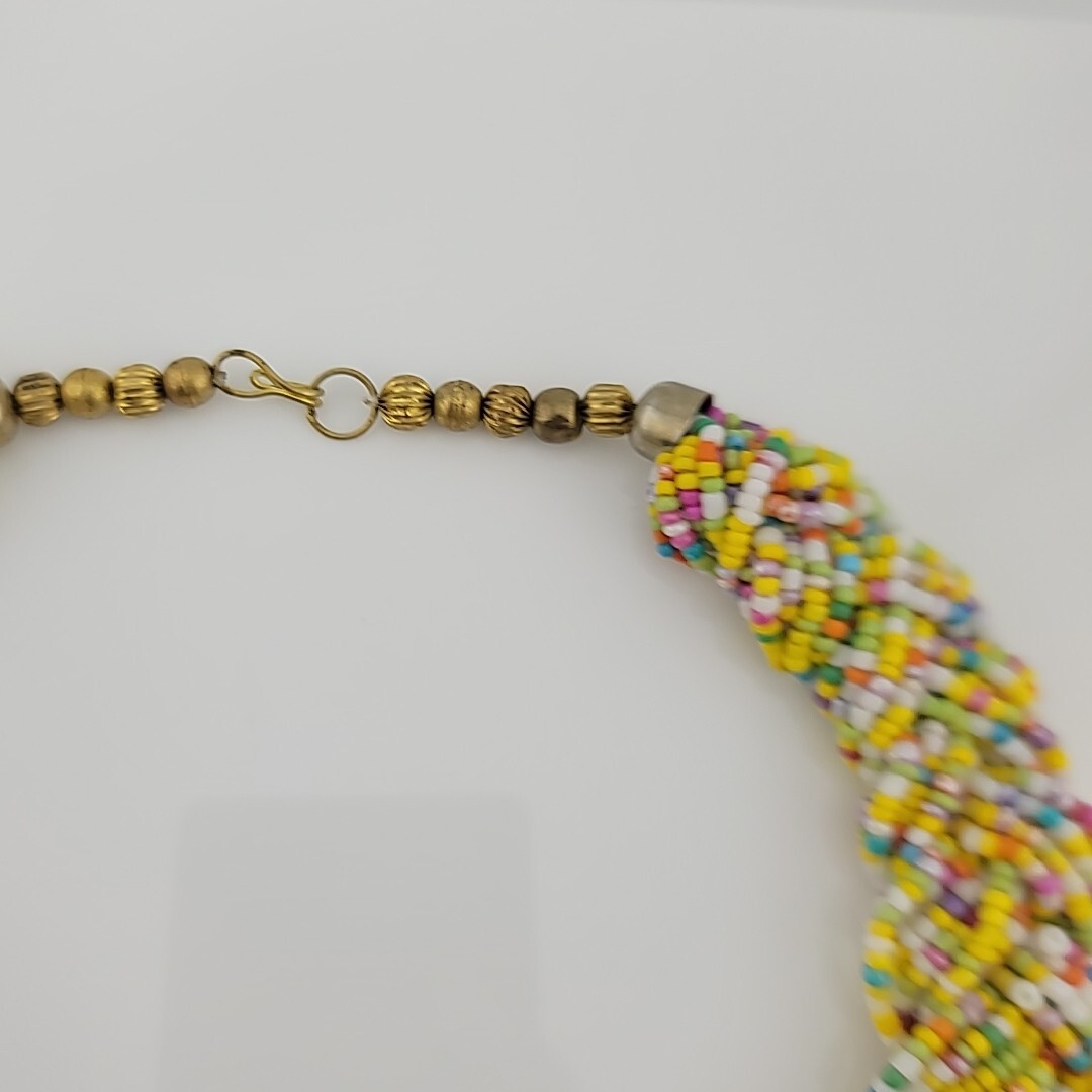 Vintage Braided Seed Bead 19″ Necklace Easter Multicolor Chunky Retro