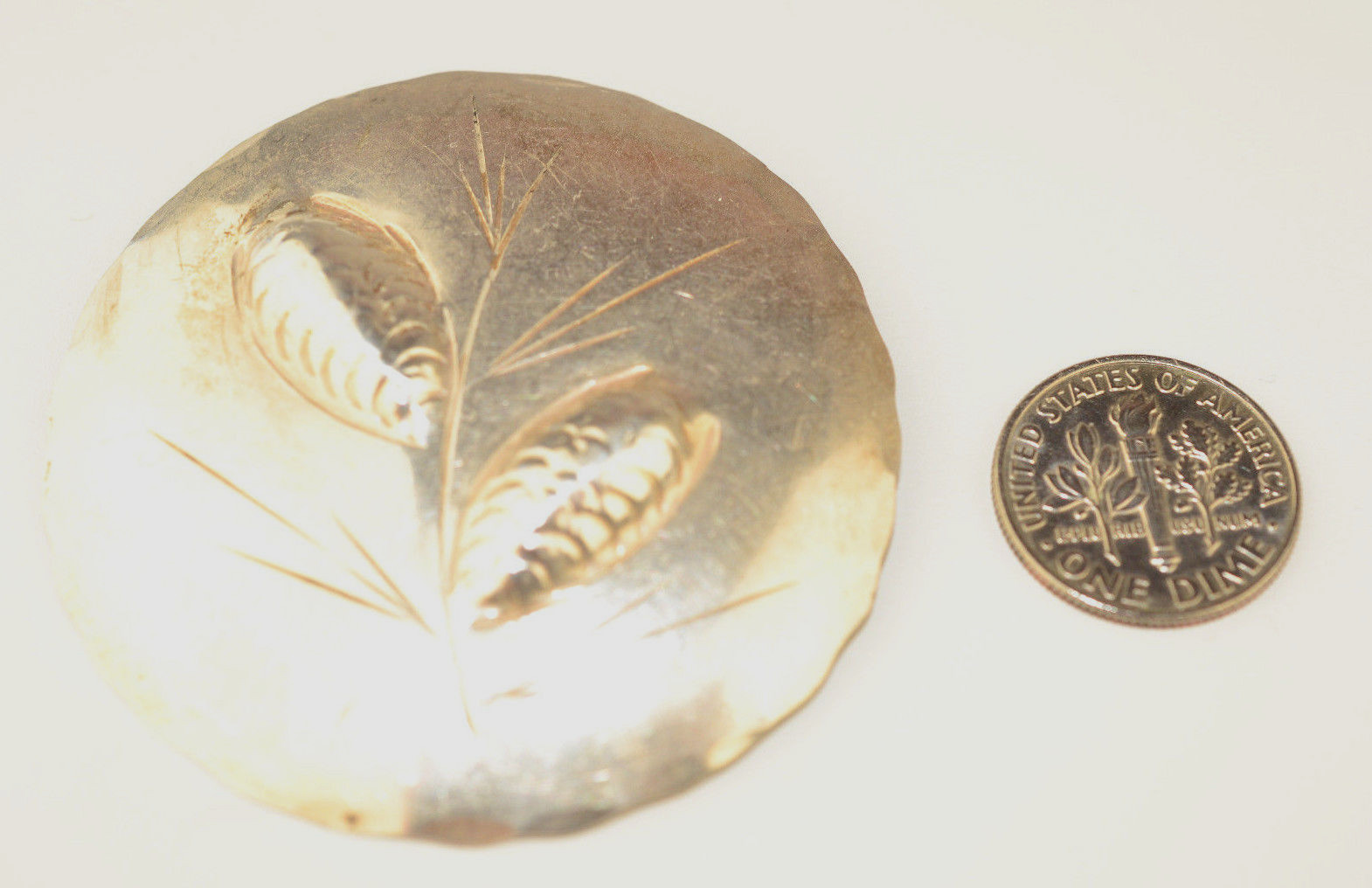 VINTAGE STERLING SILVER STUART NYE RAISED PINE CONE PIN ALMOST 2 INCHES DIAMETER