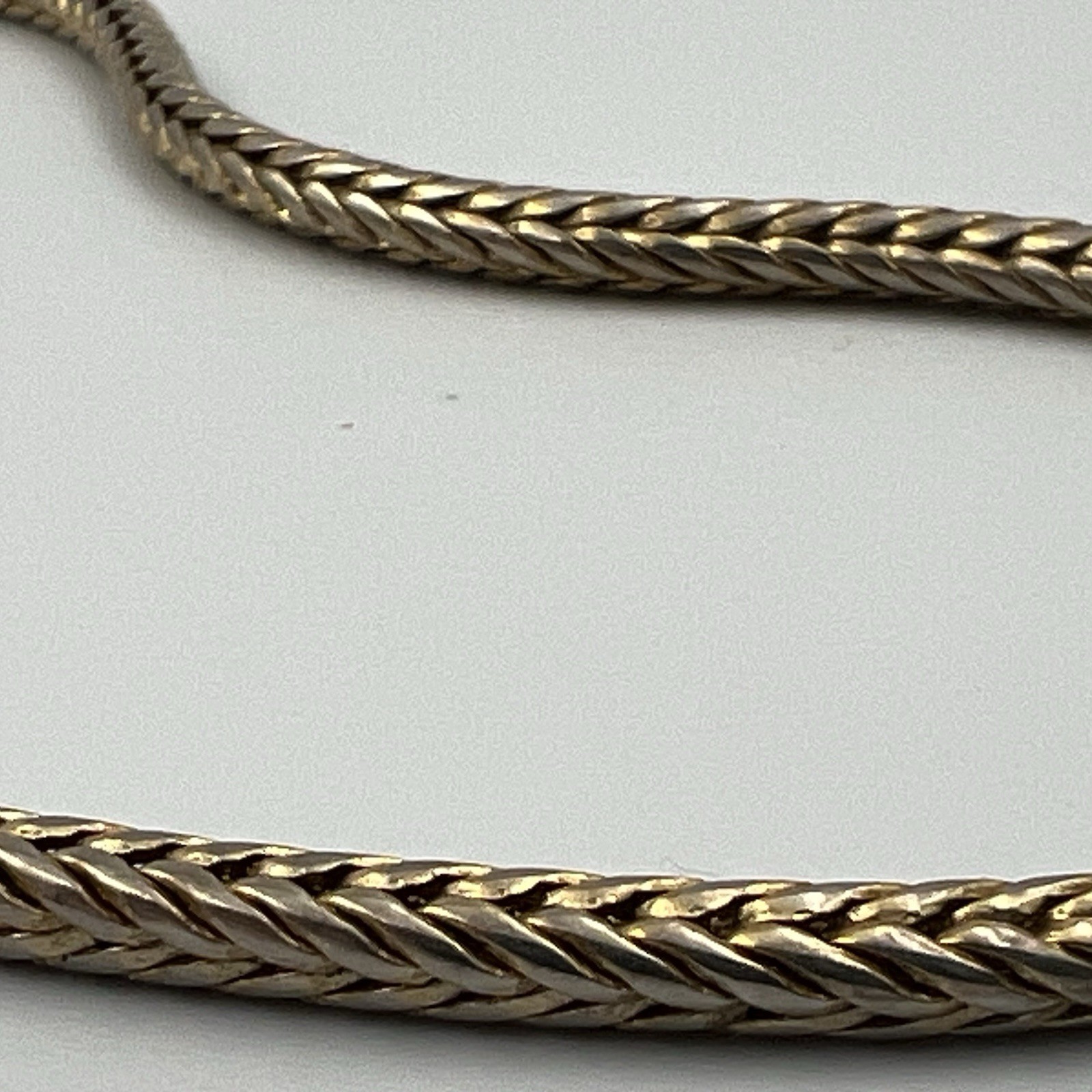 Vintage Roman Gold Tone Wheat Chain Necklace Signed Blue Glass Pendant