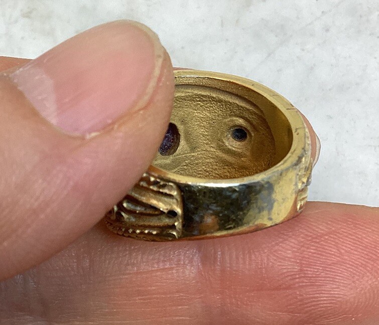 Vintage Gold Plated Byzantine Greek Faux Ruby Sapphire Peridot Ring Size 7