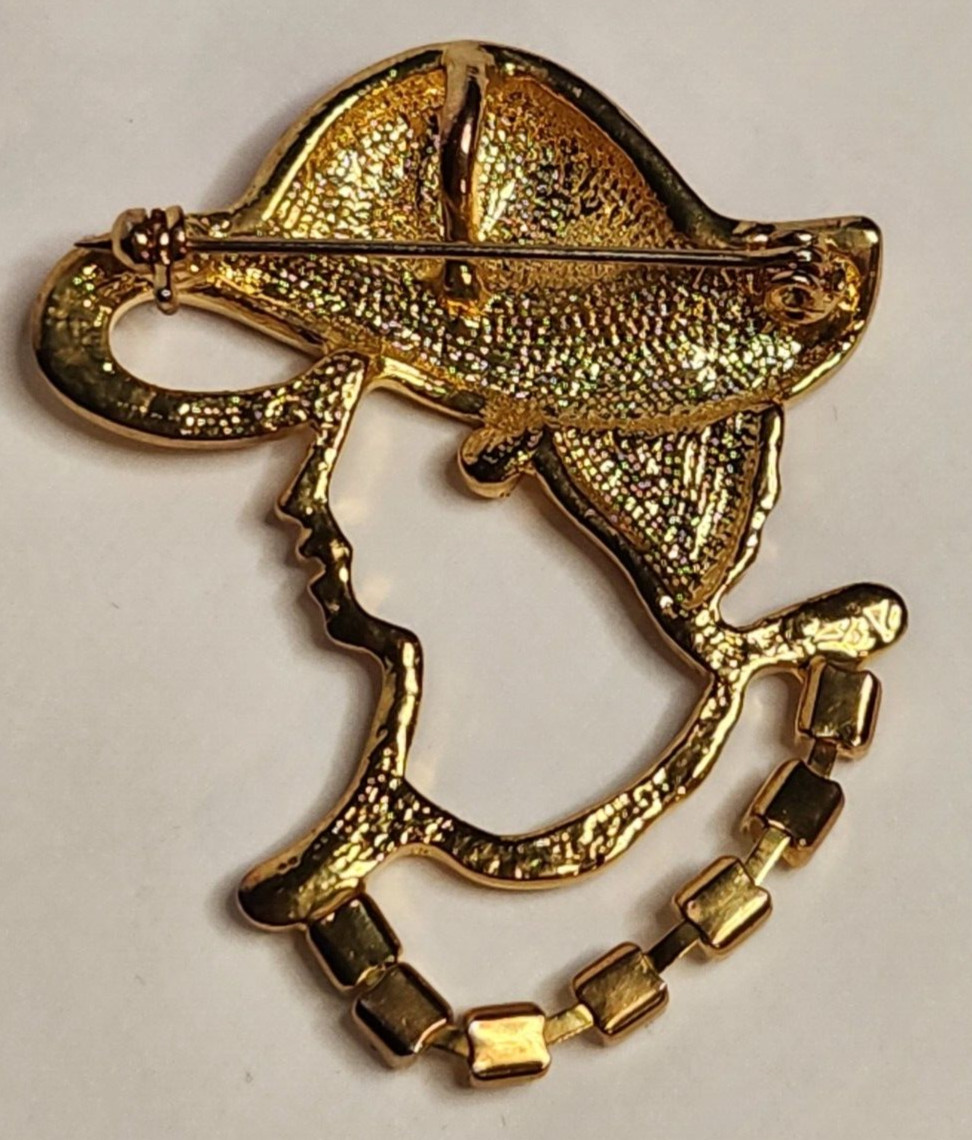 Beautiful Red Hat Lady Brooch Pin