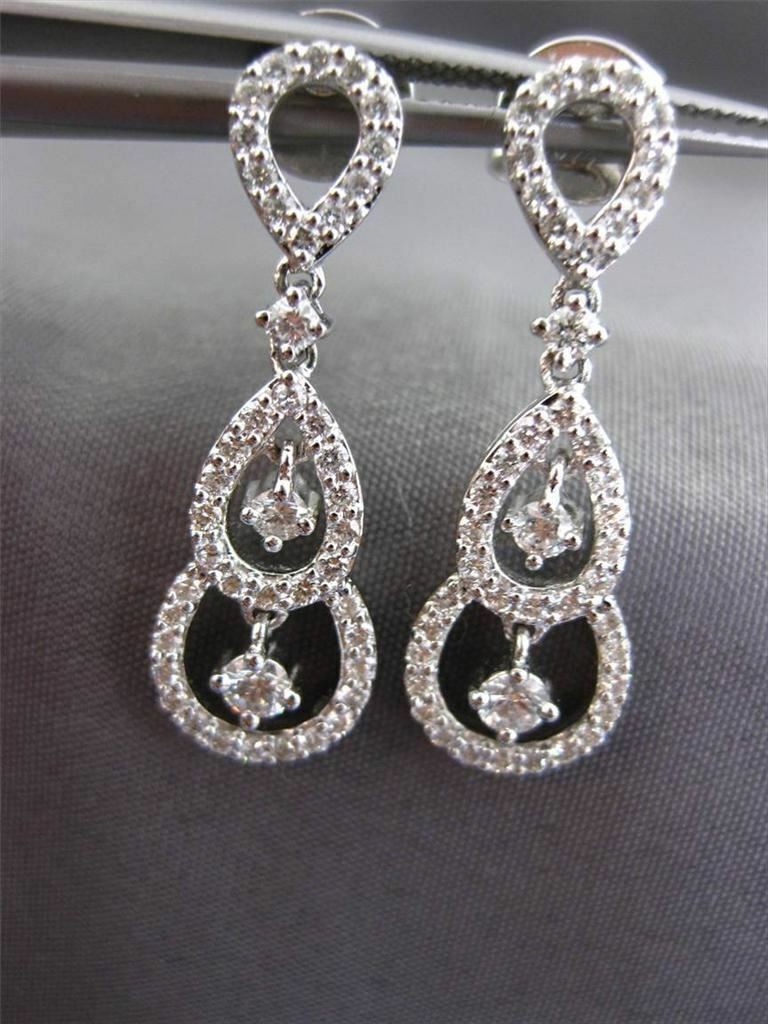 ESTATE .77CT DIAMOND 18KT WHITE GOLD FLOATING CHANDELIER EARRINGS F/G VVS VS