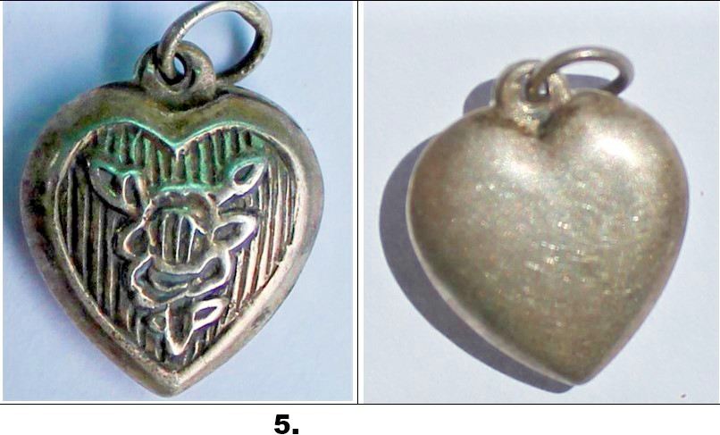 Vintage 1940s Sterling Silver Puffy Heart Charms WWII Sweetheart CHOOSE ONE