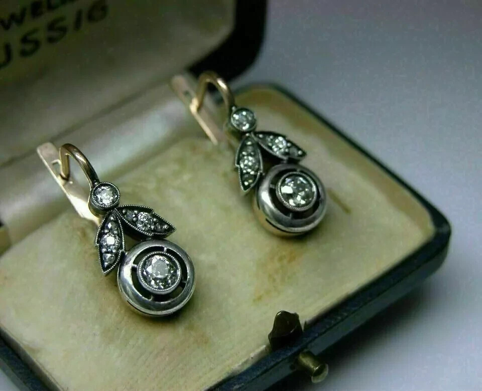 Art Deco Style 2Ct Lab Created Diamond Drop Wedding 14K White Gold FN Earrings