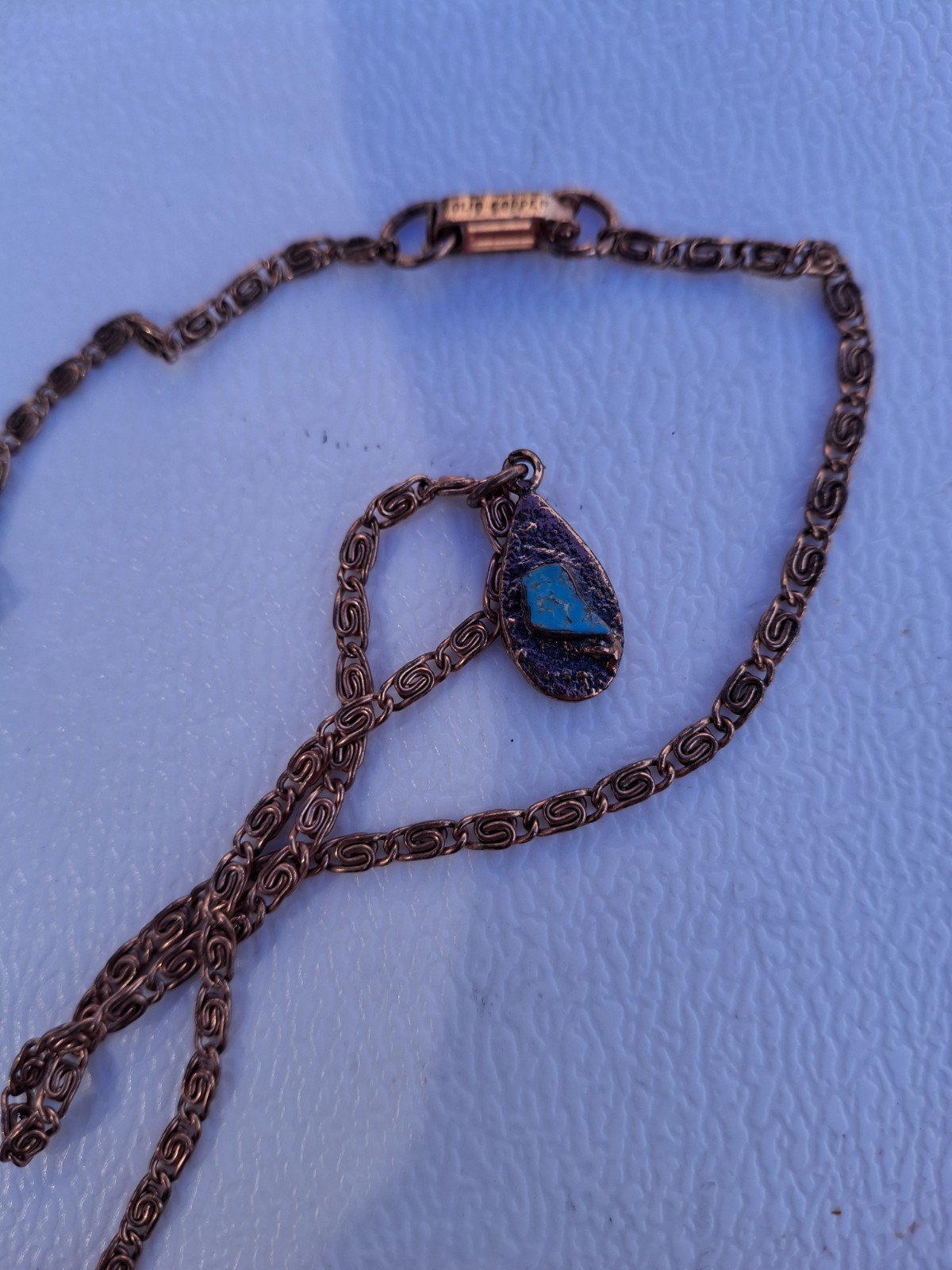 Vintage 1970’s Southwestern Bell Trading Post Copper & Turquoise Necklace