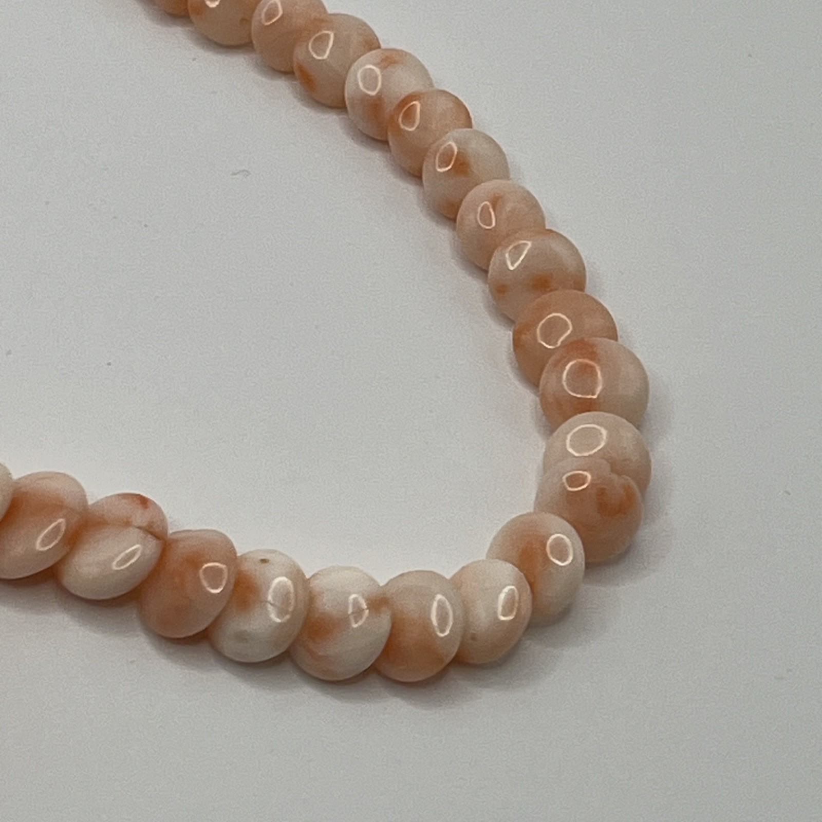 Vtg Queen Conch Shell Disk Bead Graduating Necklace Ornate Box Clasp 28” Pink