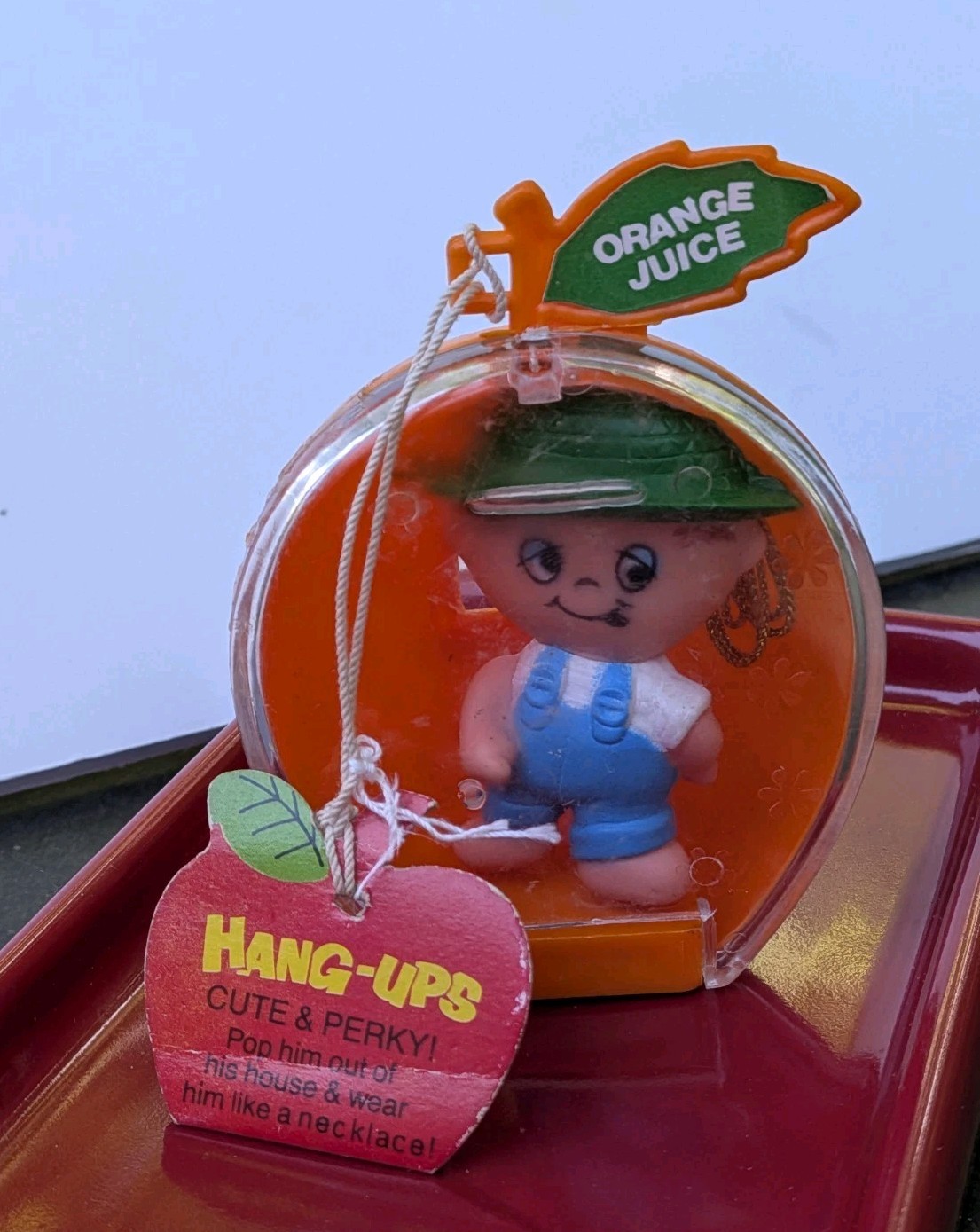 Vintage Fun World Hang Ups ORANGE JUICE Locket Boy Pendant Necklace