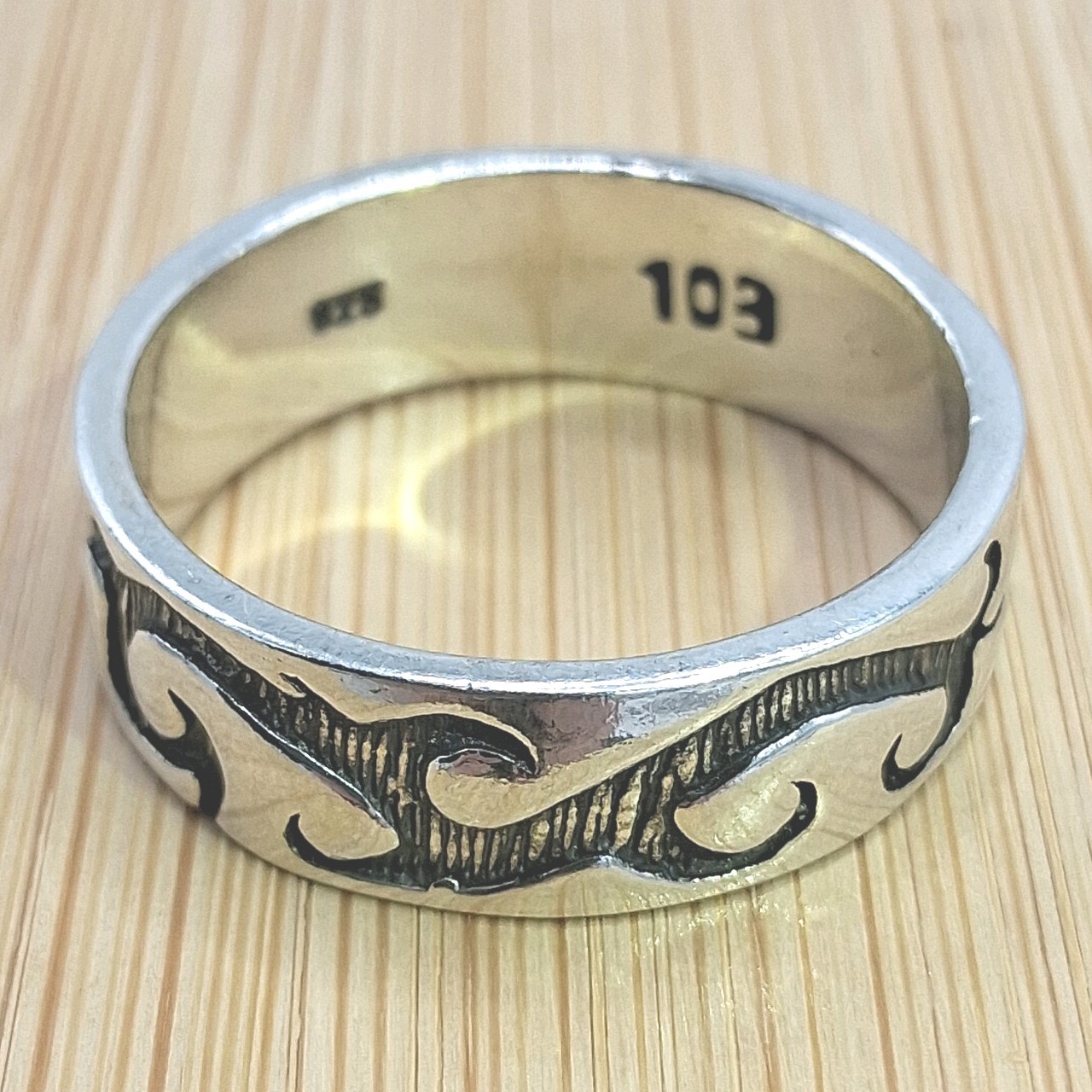 Vintage Southwestern Design Sterling Silver Band Ring Sz12