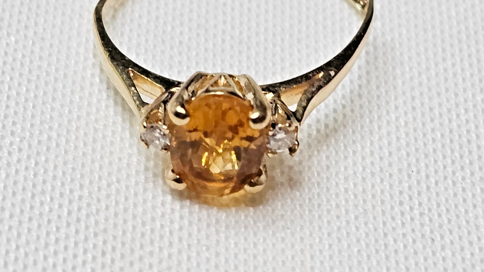 Vintage 14K Yellow Gold Citrine Diamond Ring 2.0 Grams Repair/Repurpose – Notes
