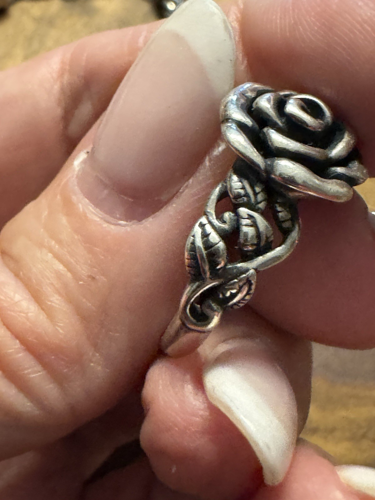 Paz Israel Bracelet Ring 925 Sterling Silver Rose Wheat Chain Set Size 6 Ring