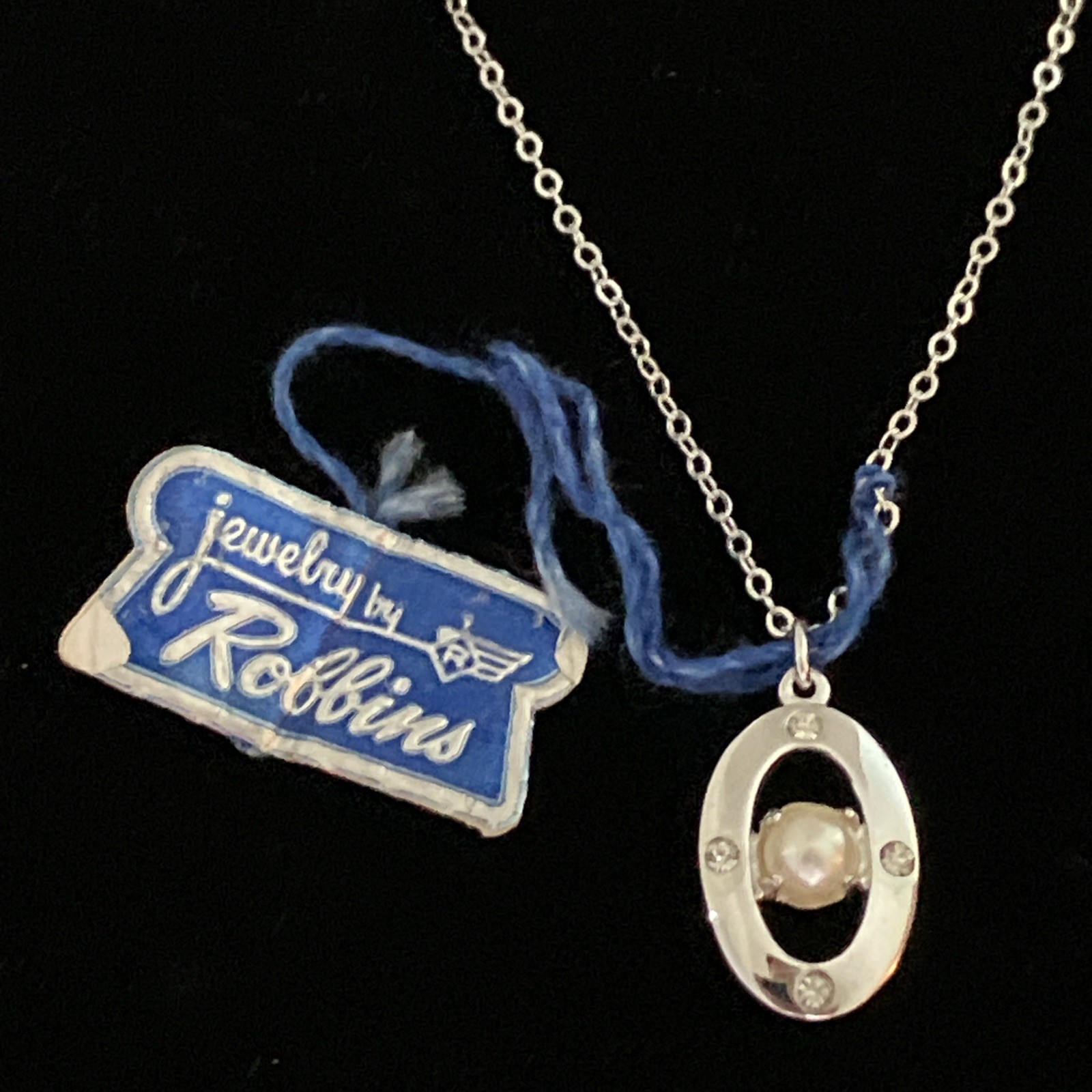 Vintage Jewelry By Robbins Attleboro Original Tag Pearl Sterling Silver Necklace