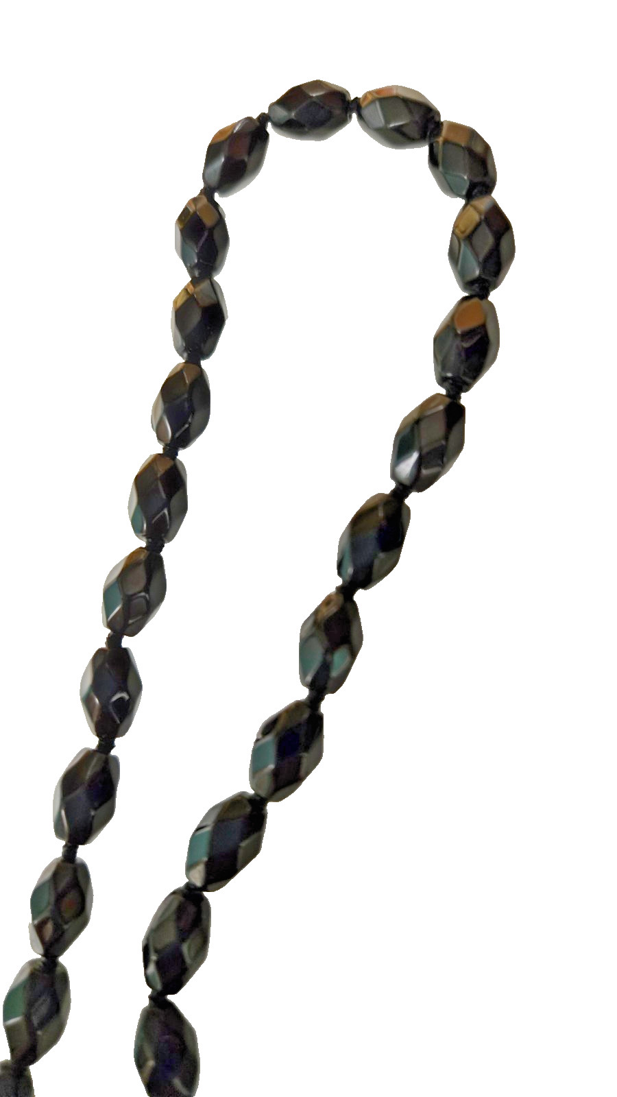 Coldwater Creek Black Flapper Necklace Glass Bead Rope Opera Lariat Sautoir VTG