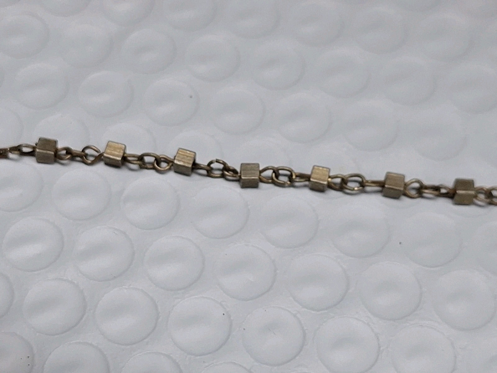 Brass Tone Metal Cubes Chain Choker 17 Inch Necklace Vintage