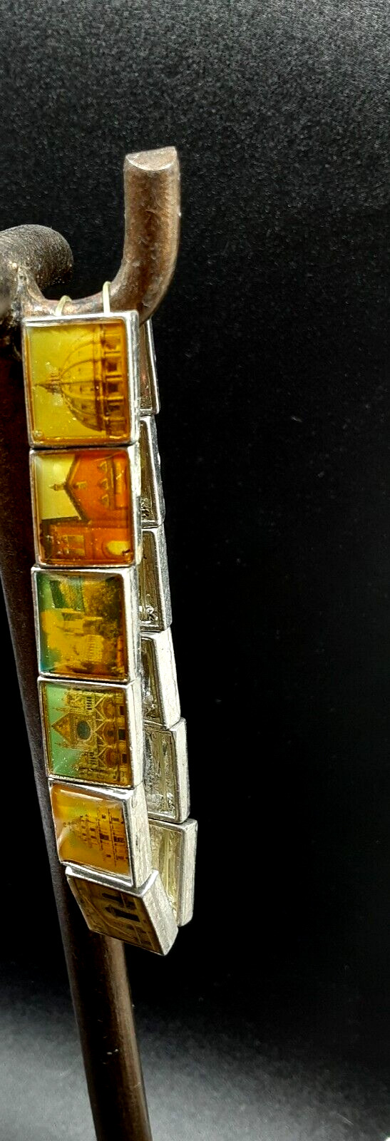 Rare Vintage Square Stretch Bracelet “Rome Italy ” Buildings Flag Landmarks