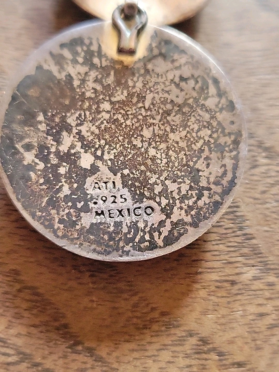 Vintage ATI MEXICO Sterling Silver Hammered Floral Cutout Discs Pendant