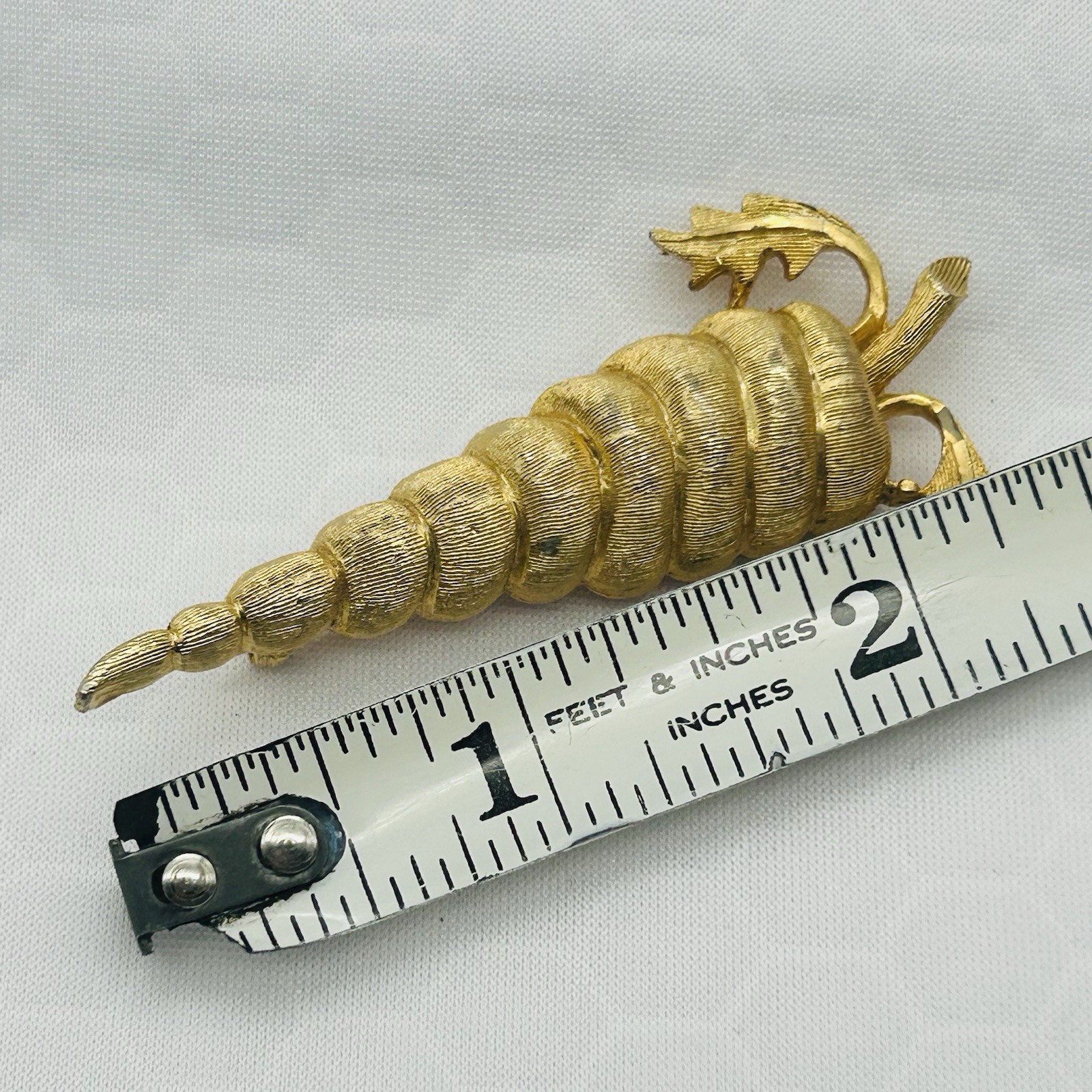 Carrot Brooch Signed BSK 2.5” Vtg Brushed Gold Tone Vegetable Farm Rabbit