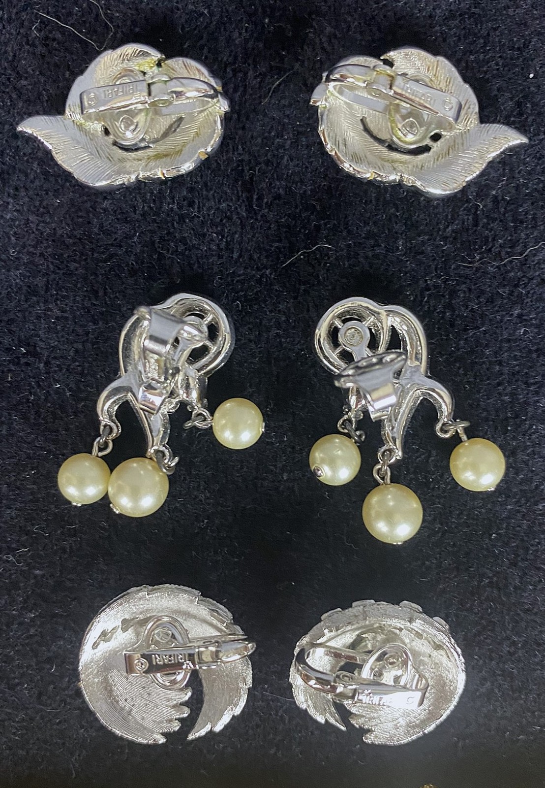 Vintage Signed Crown Trifari Jewelry, Bracelet, 3 Broochs, 4 Pair Clip Earrings