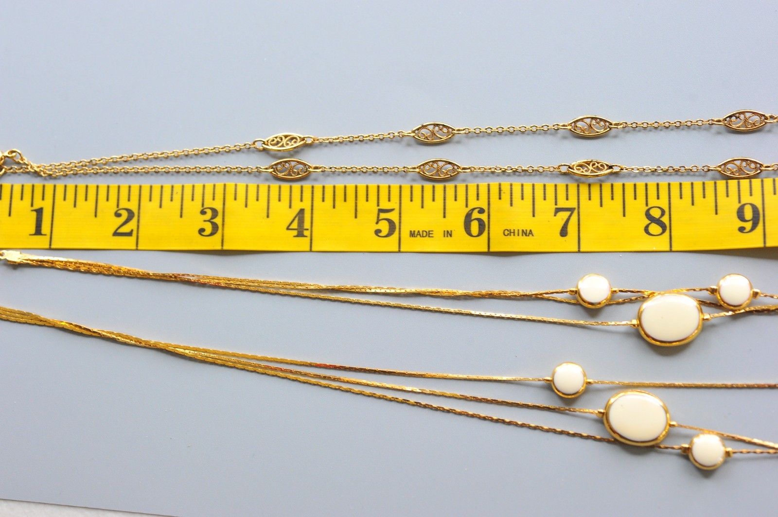 Necklace LOT Avon Ivory cream gold tone layered dangle filigree PE26