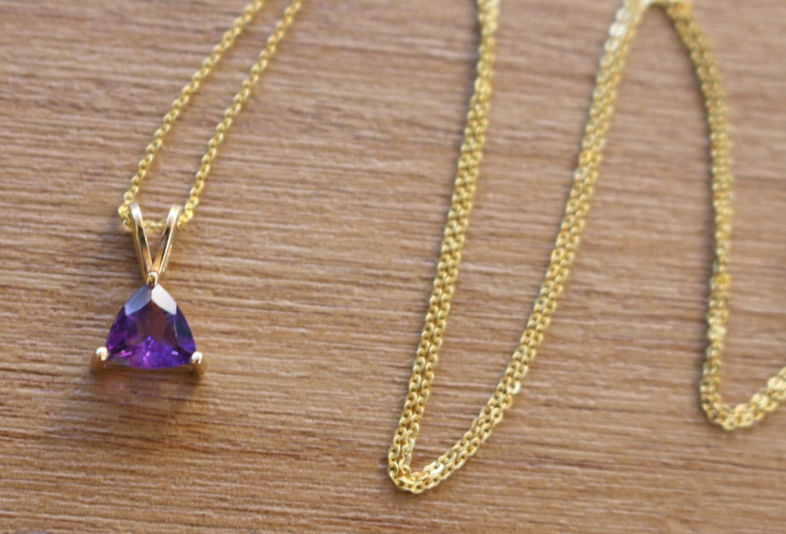Clyde Duneier CID 14k Yellow Gold Trillion Cut Purple Amethyst Pendant Necklace