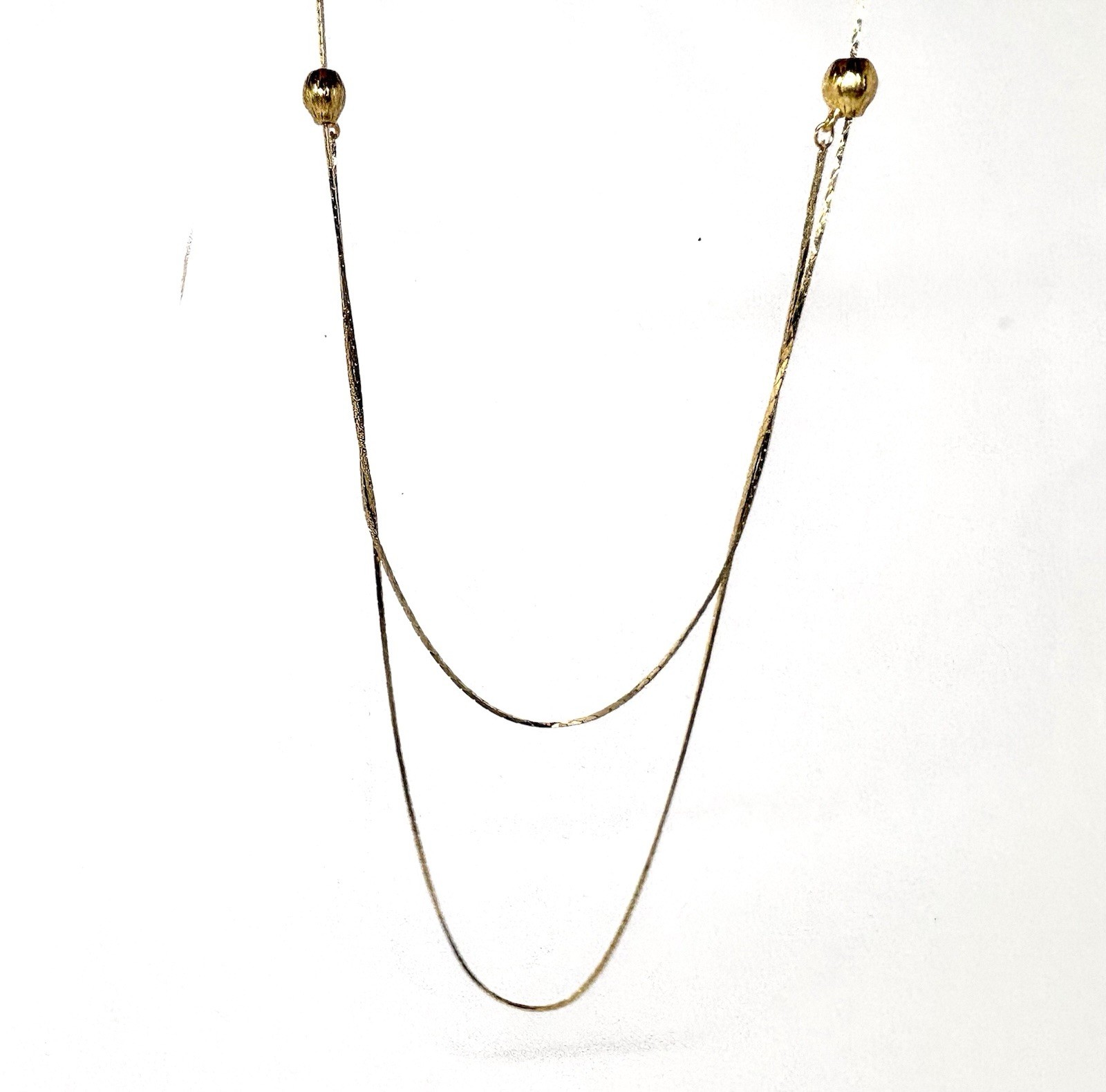 Vintage Gold Tone Sliding Chains Adjustable Style 30” New Old Stock with Manual