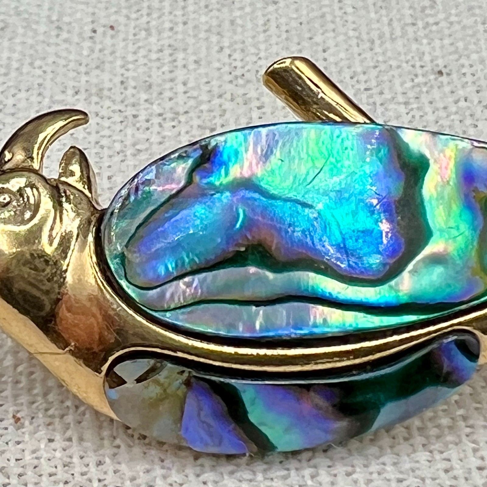 Vintage Abalone Shell Parrot Brooch Gold Tone Tropical Bird Figural Pin Jewelry