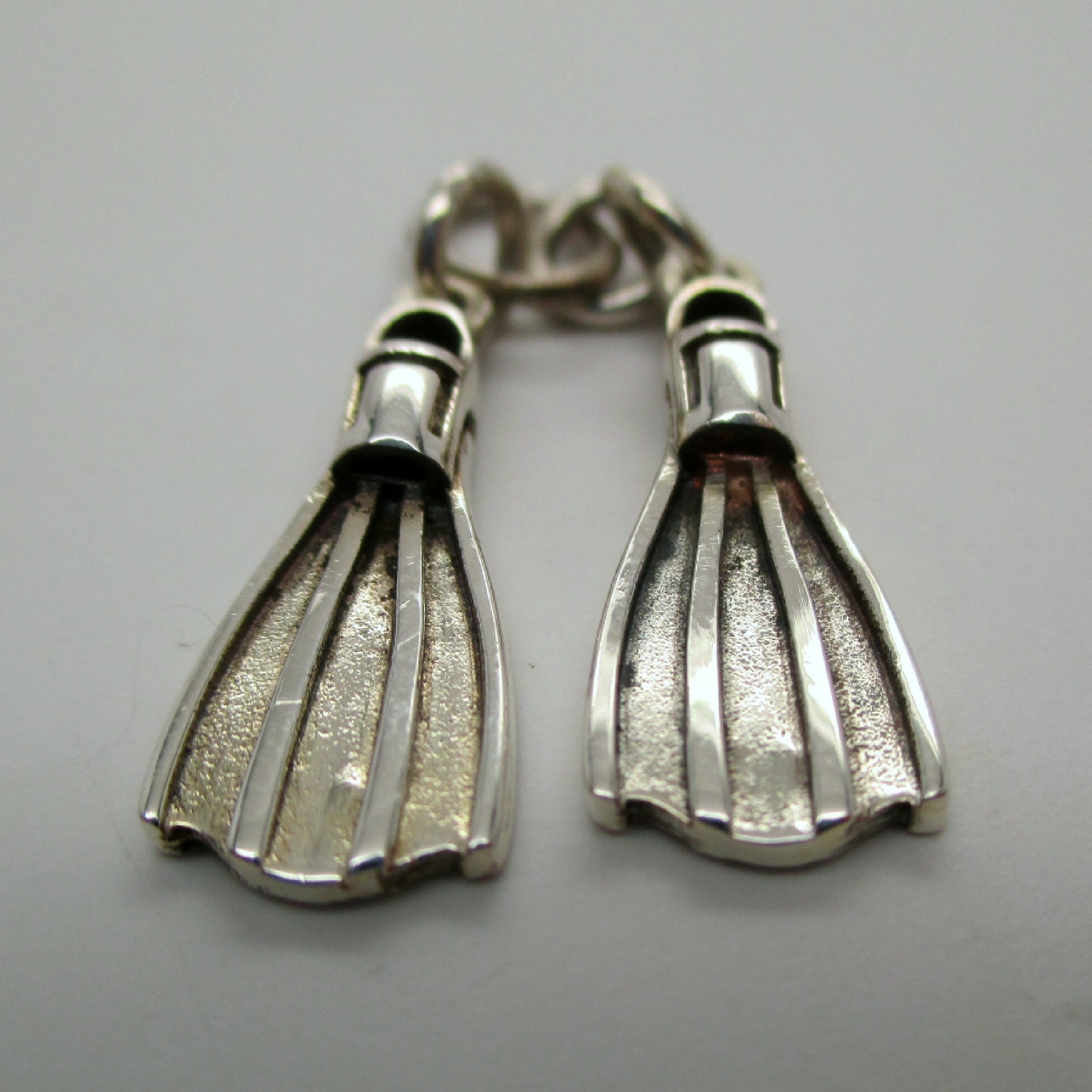 Sterling Silver SWIM FINS Charm for Bracelet PENDANT Scuba Diver Gift CUTE!