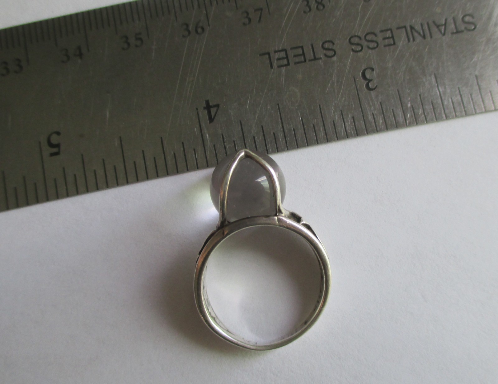 Sz 6.75 VINTAGE STERLING SILVER ROCK CRYSTAL POOLS OF LIGHT STAR RING